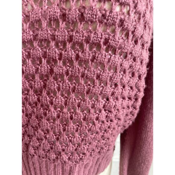 Lucky Brand Textured Knit Sweater Small Dusty Rose Winter Cozy Boho - Picture 4 of 7